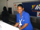 Airport chek-in lady at Beef Island Airport, BVIs