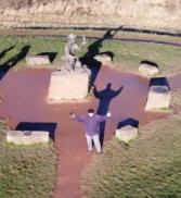 I flew my drone over this statue dedicated to the thousands of miner who worked in the 85 coal fields of Nottinghamshire.