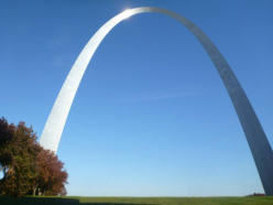 This is the 630ft high "Gateway Arch" in downtown St Louis. I rode to the top aboard one of the barrel-shaped capsules that run on internal tracks inside the hollow legs of the arch. Each capsule holds five passengers and maintains a level position throug